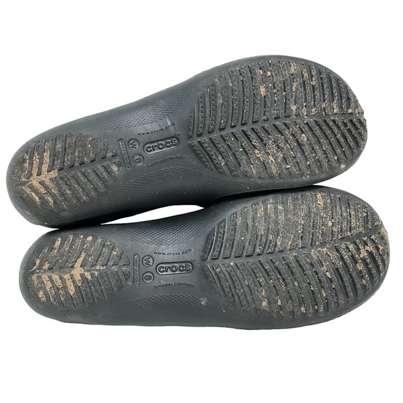 CROCS Black Genuine Leather Suede Mary Janes Loafers Flats Casual Shoes sz 6 - Picture 14 of 15